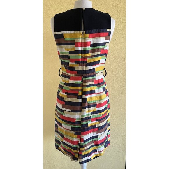 Milly linen silk wool Mod sheath dress workwear sleeveless knee length size 6 - Picture 4 of 7